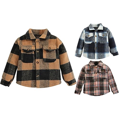 Toddler Boys Girls Shirt Coat Jacket Plaid Long Sleeve Turn Down Collar Button Tops Outwear Kids Girls Clothes4
