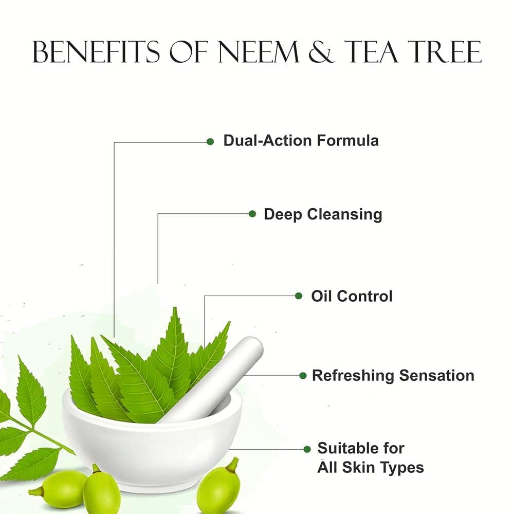 PRATHNA CREATION Neem & Tea Tree Face Wash for Acne & Pimples | Oil Control, Deep Cleansing & Anti-Bacterial Face Wash | Refreshing Foaming Cleanser for Oily & Acne-Prone Skin | Men & Women | Daily Use | 100ml 3