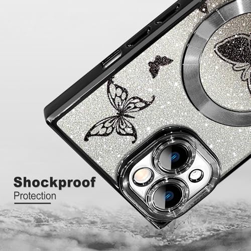 Coque iPhone 15 Pro Max MagSafe léopard paillettes antichoc stylée