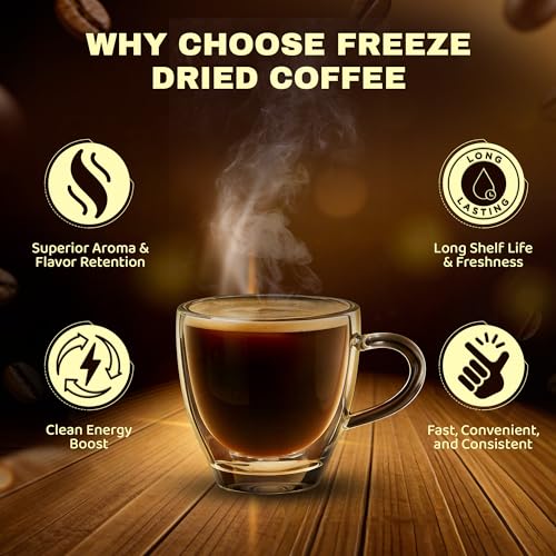 Image of SSKULLHIT Freeze Dried Instant Coffee Granules 100g | Premium Strong Blend Instant Coffee | Makes 50 Cups | 100% Pure | Rich Aroma | Premium Cafe Style Hot Or Cold Coffee At Home
