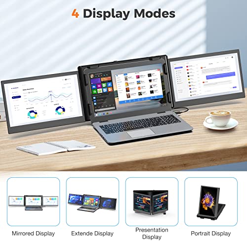 SMISEACOW Tragbarer Monitor für Laptop, 12 Zoll FHD 1080P IPS Portable Monitor Display, Laptop Bildschirm Erweiterung für 13.3"-16.5" Laptop/Handy/PC/Xbox/PS/Switch/MacBook (12-Zoll) – Bild 4