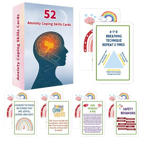 Nankoyal Mental Health Karten,52 Blatt Beidseitig Bedruckte Selbstregulationshilfe | Entspannungsspielzeug Gehirn Geist Soziale Interaktion - Arbeit Schule