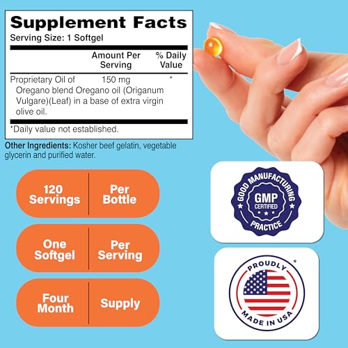 Image of Oil of Oregano Supplement 120 Softgels Non-GMO Health Thru Nutrition | Wild Harvested European Origanum Vulgare Oregano Supplement for men and women | Immune, Digestive, & Antioxidant Support