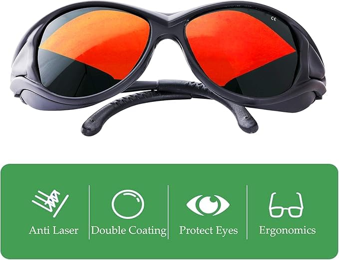 Gafas de seguridad láser profesionales de 180-540nm OD6+ para láser verde 532nm, UV/violeta y azul, ideales para grabado láser e iluminación láser, adecuadas para 405nm, 445nm, 450nm, 532nm, para