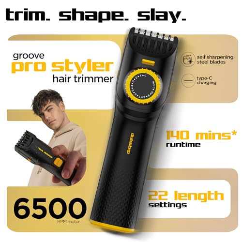 Image of Dropcut & Juicy Groove Pro Styler Trimmer Men|All In One Body Trimmer|90 Min Charge Time|140 Mins Run Time|22 Length Setting Trimme|Type C Charging (Black)