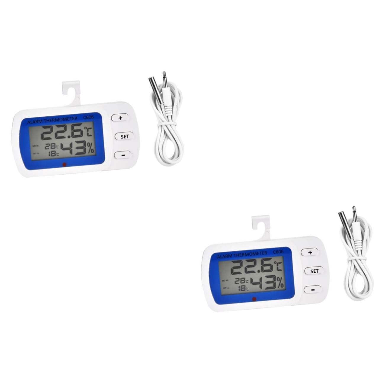 MAGICLULU 2piezas Digital Refrigerador y Congelador Medición De Temperatura Interior y Exterior Alarma De Temperatura Alta y Display Lcd y Azul Para Cocinas y Restaurantes