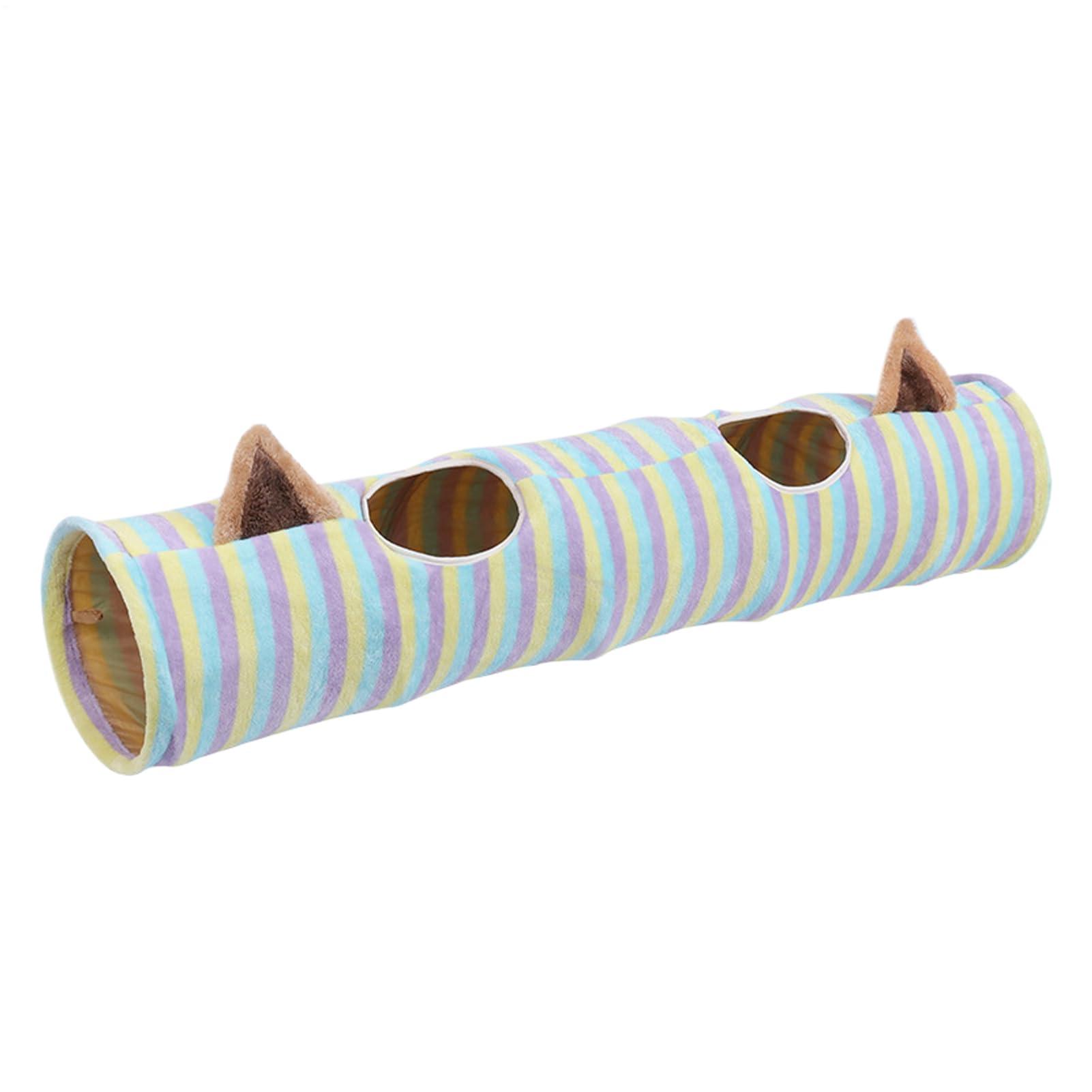 Túnel para gatos de 80x23 cm y tubo plegable a rayas para gatitos