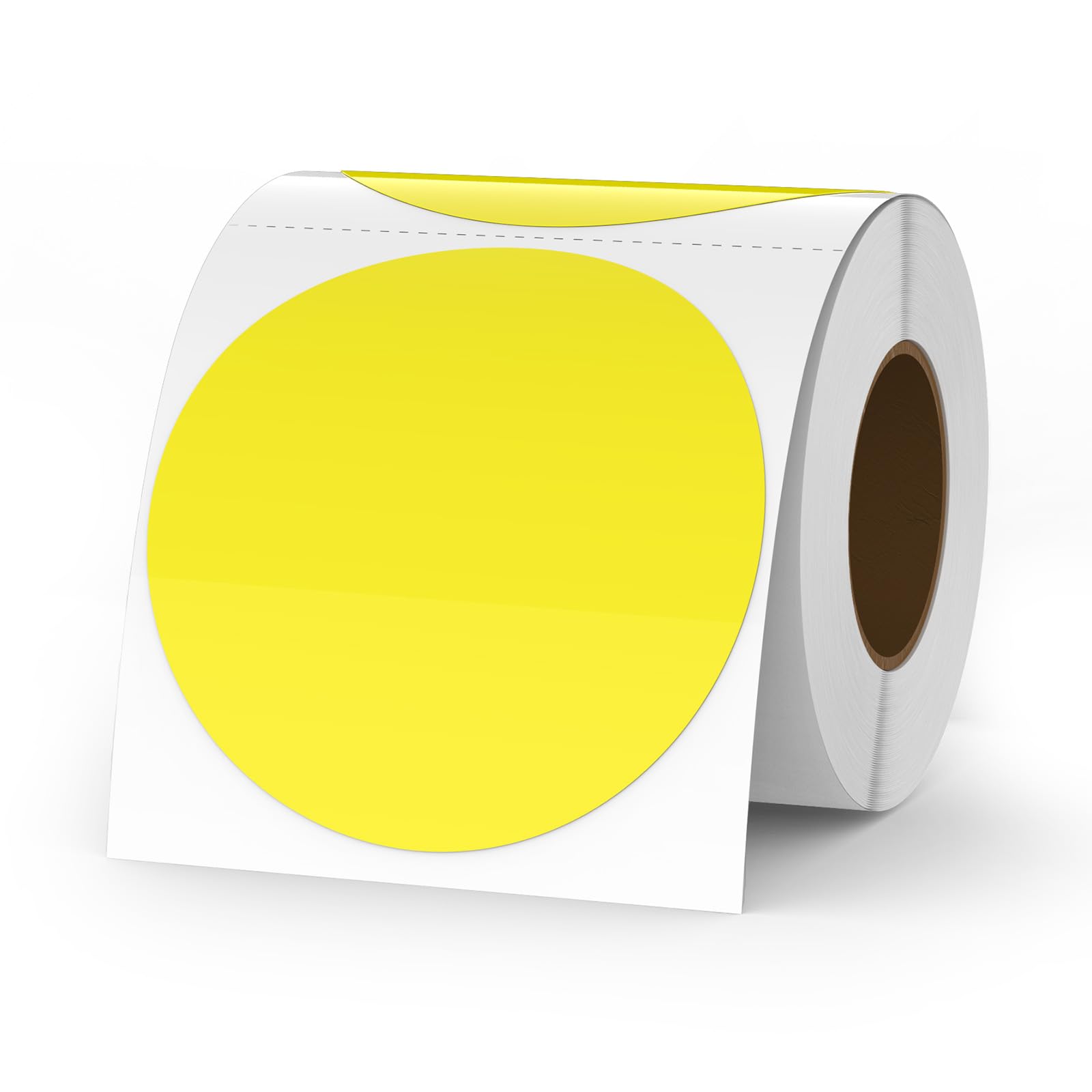 Etichette Termiche Rotonde Autoadesive 76 mm Vinile Gialli Adesivi Colori Pois Rimovibili per Stampabili Indirizzi Impermeabili logo Codice a Barre QR inventario 500 pezzi per Rotolo