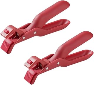 Hot Plate Gripper: 2Pcs Hot Plate Gripper Tongs, Anti-Scald Plates Grippers Lifters, Multi Angle Pan Clips Tool, Kitchen Utensil For Bowls Pans Dishes (2*Red)