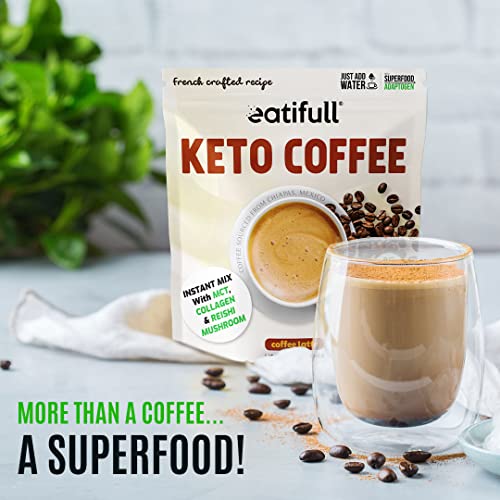 Keto Coffee Latte - Instant Coffee With Collagen, Mct & Reishi Mushroom (0G Sugar Added) With 3G Protein - Sweetened With Stevia #TOP4