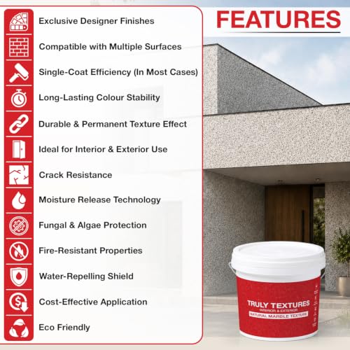 Image of Marble Texture Paint, 3D Designer Stone and Granite Luxury Finish, Washable Water Resistant Acrylic Emulsion, Interior Exterior Ready to use (Arctic Granite)