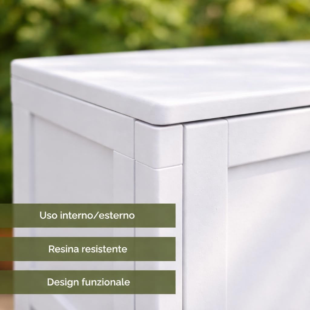 Armadio Alto in Plastica 79x43x164 cm. con 2 Ante e Vano Portascopa – Mobile Contenitore Multiuso Salvaspazio per Organizzazione Casa, Lavanderia e Ripostiglio (Panna)