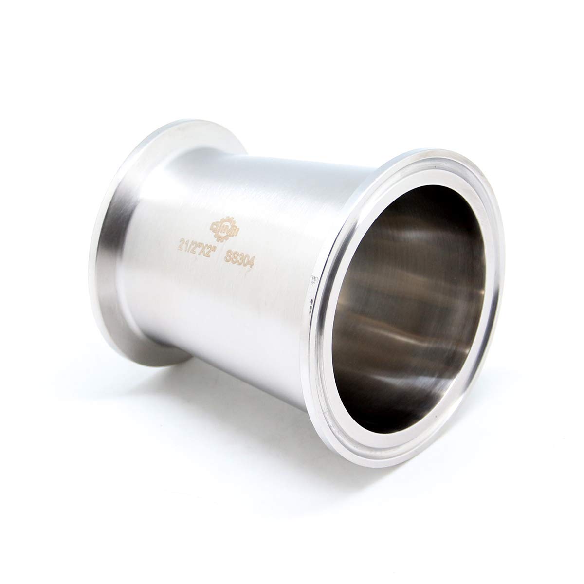 QiiMii Reductor de montaje sanitario SS304 estilo virola de triple abrazadera de 6.3 cm OD a tubo de 5.1 cm OD (2.5 pulgadas x 2 pulgadas)