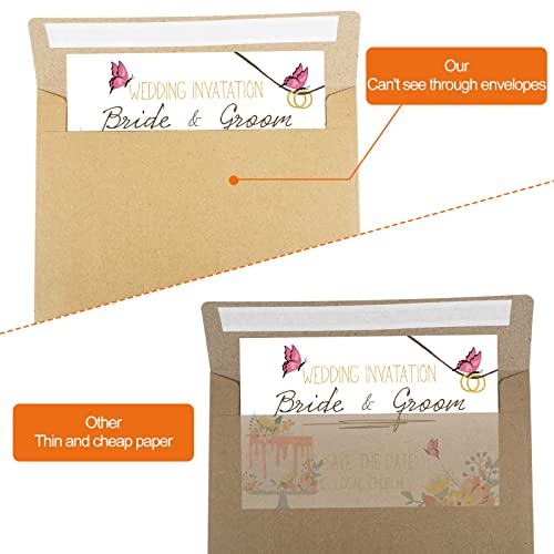 Pacote com 100 envelopes Kraft, envelopes de convite A4, casamento, chá de bebê, envelopes kraft mar