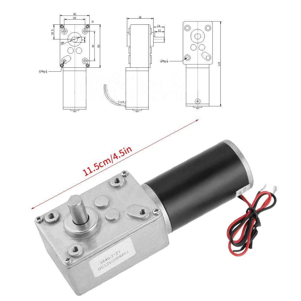 Dpofirs 31ZY Motor, 12V 200 U/min 5840-31ZY Permanentmagnet DC Turbo Schneckengetriebemotor Untersetzungsmotor Untersetzungsmotor Getriebemotor