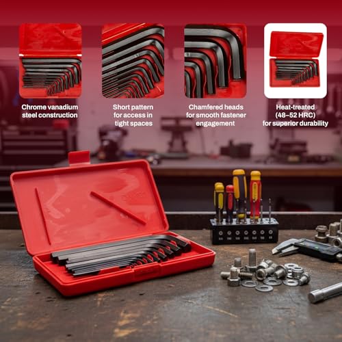 Image of DeNeerS DN KI10V 10pc Allen key Set Short pattern (1 /16,5 /64,3 /32,1 /8,5 /32,3 /16,7 /32,1 /4,5 /16,3 /8), Suitable For Home, Professional, Industrial and DIY use