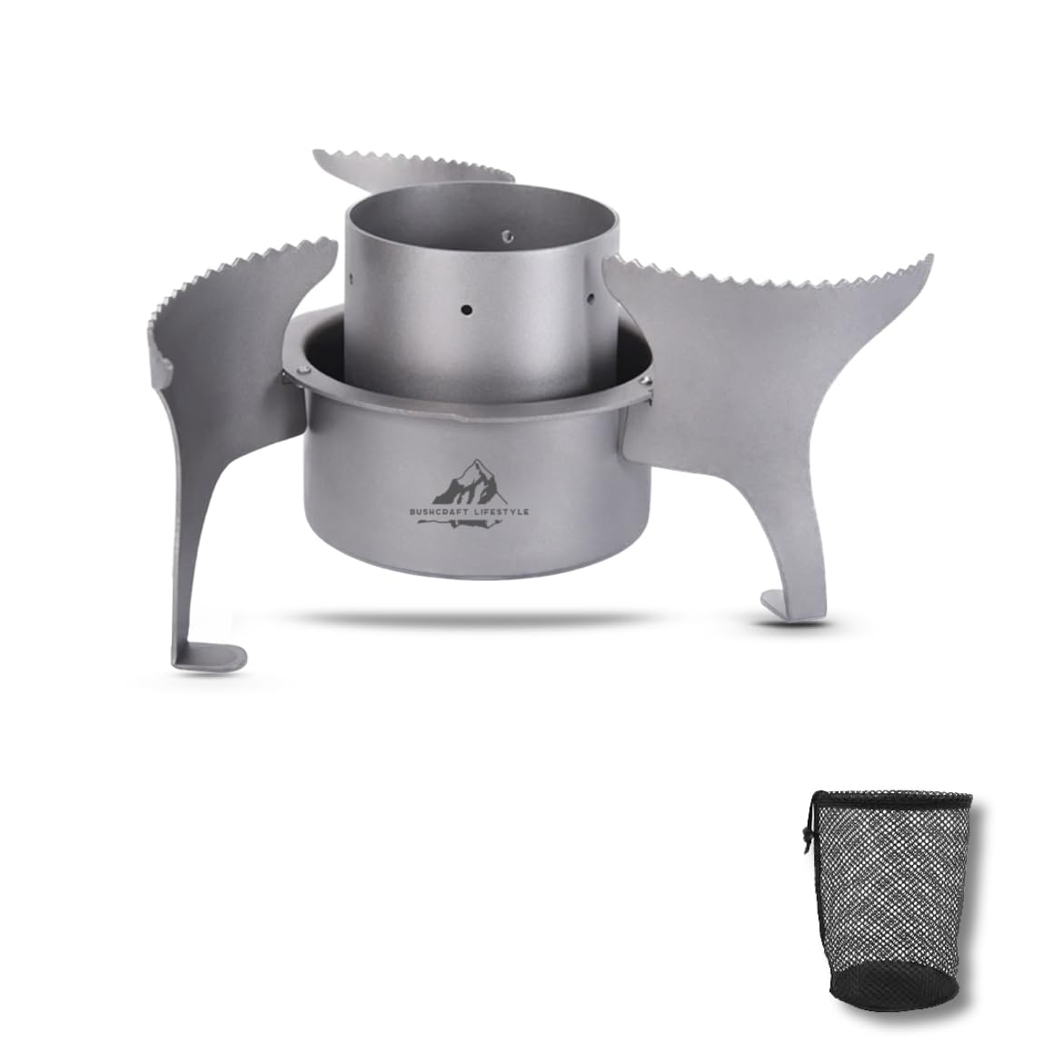 Titanium Alcohol Stove, Extendable to 14 cm, Ultra Light, for Camping 113 g, 68 x 140 mm