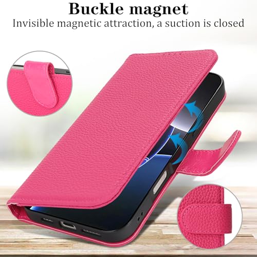 Étui en cuir iPhone 16 Pro Max Cavor rouge avec portefeuille RFID - 6
