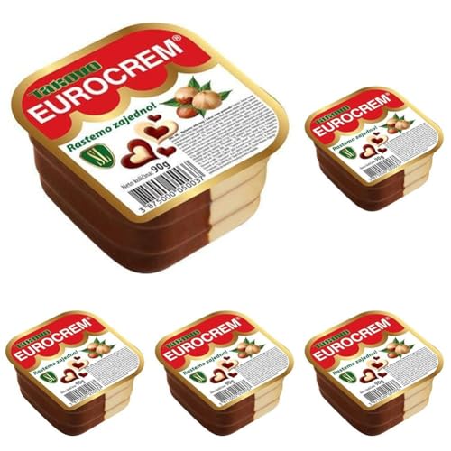 Eurocrem Brotaufstrich, Kakaokrem, Milch und Haselnuss, 90 g (Packung mit 5)