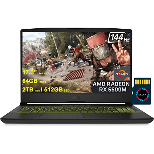 MSI Alpha 17 AMD Advantage Edition Premium Gaming Laptop I 17.3Γ’β¬Β FHD 144Hz I AMD 8-core Ryzen 7 5800H I 64GB DDR4 2TB SSD + 512GB SSD I Radeon RX6600M 8GB I USB-C Backlit Win11 + 32GB MicroSD Card MSI Alpha 17 AMD Advantage Edition Premium Gaming Laptop I 17.3Γ’β¬Β FHD 144Hz I AMD 8-core Ryzen 7 5800H I 64GB DDR4 2TB SSD + 512GB SSD I Radeon RX6600M 8GB I USB-C Backlit Win11 + 32GB MicroSD Card