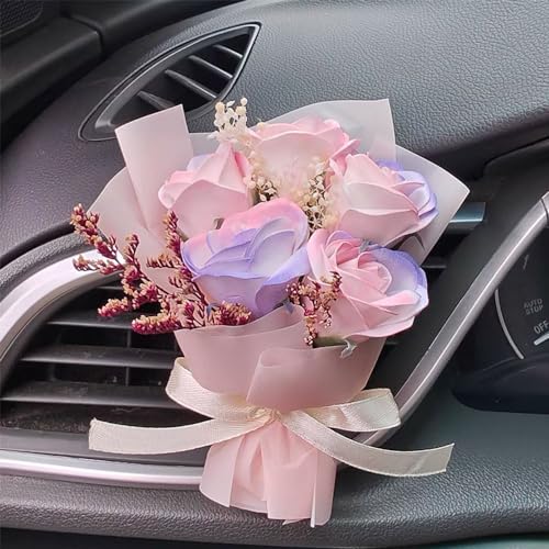 Image of Car Flower Bouquet Air Freshener Vent Clips Mini Bouquet Dried Flower For Car and Household Decoration Car Vent Clip Auto Interior Accessories