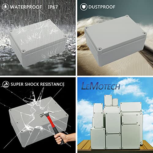 Lemotech Junction Box Ip67 Waterproof Dustproof Abs Plastic Project Box For Electrical Outdoor Enclosure Gray 6.9 X 4.9 X 3 Inch (175 X 125 X 75 Mm) #TOP6