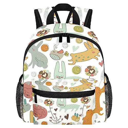 Sac à dos enfants pour l'école et les sorties - Motif lapin et chat Couleur 1