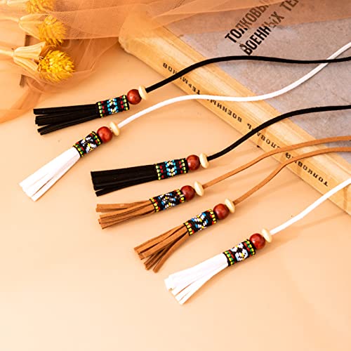 JinYu 3 Set Women Bohemian Tassel Waist Belt Skinny Woven Belt for Dress-Back,White,Black,Camel4