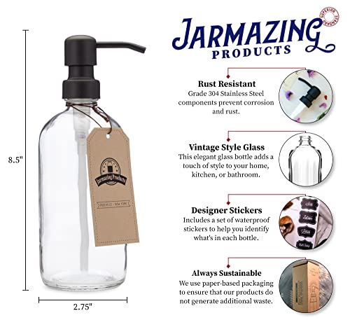 Clear Glass Pint Jar Soap And Lotion Dispenser With Metal Pump (Black / Dark Bronze) - Two Pack #TOP1