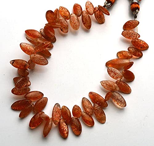 Sunstone briolettes lisses de forme marquise 10-11mm sur fil de 7 pouces pour bijoux en pierre