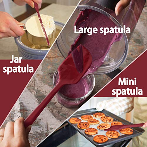 U-Taste 480ºF Heat-Resistant Silicone Spatula set- Seamless One Piece Design, Non-Stick Silicone Rubber with 18/8 Stainless Steel Core (Red)