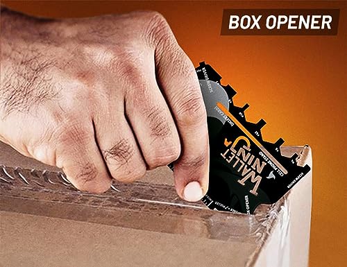 Image of Wallet Ninja Multitool Card - 18 in 1 Credit Card Size Multi-Tool for Quick Repairs, EDC Survival Gear, Bottle Opener, Camping - Cool Gadget and Stocking Stuffer (Black)