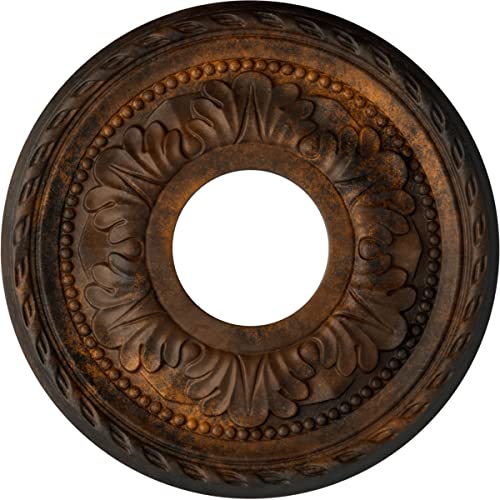 Image of Ekena Millwork CM11PMRUS 11-3 /8 inch x 3-5 /8 inch x 7 /8 inch Palmetto Ceiling Medallion, Rust