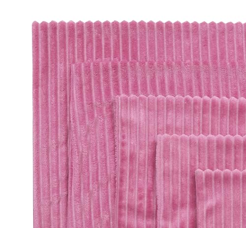 Image of RD TREND Cushion Cover Set of 5, Decorative Sofa Living Room Home Square Cushion Covers 16 Inch x 16 Inch, Aesthetic Corduroy Striped Double Sided (Light Pink, Pack of 5)