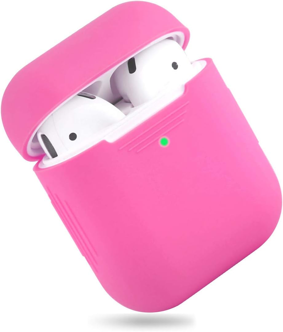 AirPods Case, Premium Ultra-Thin Soft Skin Cover Compatible with Apple AirPods 2 & 1 - Hot Pink