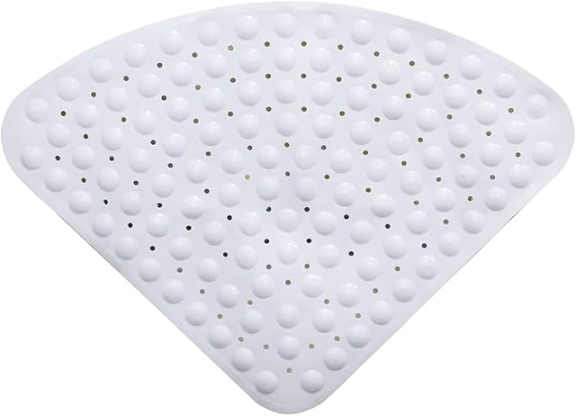 Curved Shower Mat Non Slip Massage Quadrant Bath Mat with Drainage Holes White 53 x 53cm Used for Bathroom and Tub
