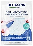 HEITMANN Brillantweiss Vorhänge & Gardinen | Verstärkt das Waschmittel und löst fasertief Schmutz, Nikotin & Gerüche | Für strahlend weiße Textilien | 50 g