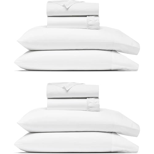 THREAD SPREAD King Size Sheets Set, Luxury 1000 Series Paradise Collection 100% Egyptian Cotton Bed Sheets King Size (Pack of 2, White), Silky Soft, Cooling, 16" Deep Pocket Hotel Sheet Set