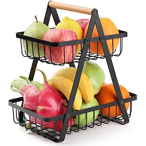 Frutero de 2 Niveles Desmontable de Metal EKXOZV Cover