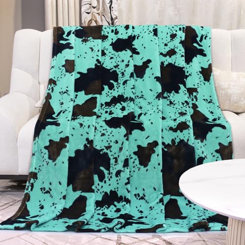 Twin Size Blanket for Bed Couch, Cozy Soft Teal Throw Blanket for Women, Cute Turquoise Fleece Throws for Girls, Graduation Decorations Gift for Her Him School Dorm, 60x80 Inches