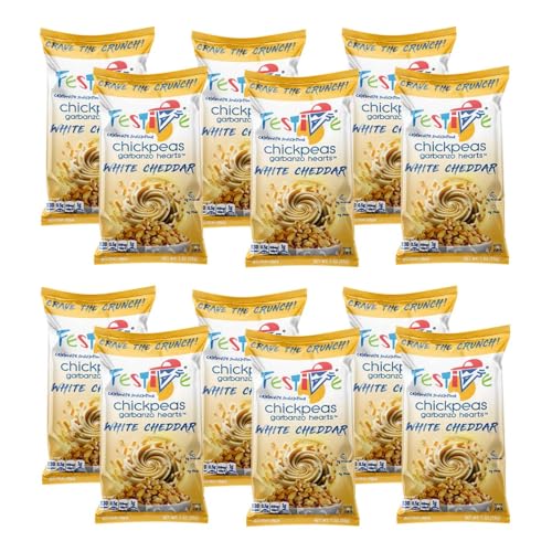Image of Feel Festive 12 Bags 1-oz White Cheddar Crunchy Roasted Chickpeas Protein Snack Pack - Healthy Garbanzo Beans Non-GMO Vegan Gluten-Free Soy-Free Balanced Macro Nut Free, Individual Convenient Portions