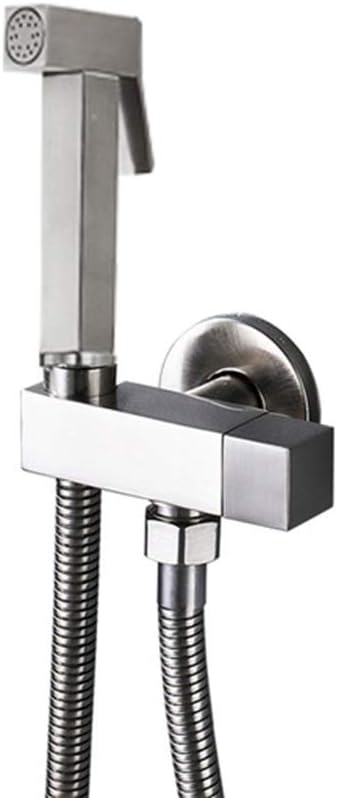 Wall Mount Bidet Sprayer Faucet Set with Cold Water Brass Handheld Toilet Bidet Attachment Pressure Sprayer Single Handle Bidet Spray Set for Personal Hygiene,Black Bronze(Brushed Nickel B)