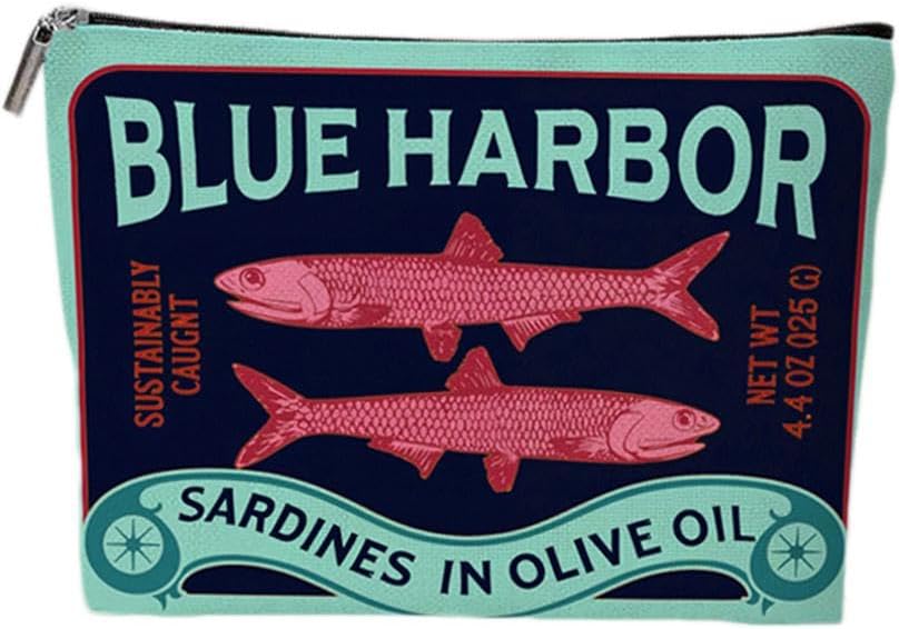 Sardine Makeup Bag, Cute Unique Small Fish Cosmetic Bag, Creative Pencil Case Pouch, Large Capacity Design, Reusable, Birthday Present for Women Friends