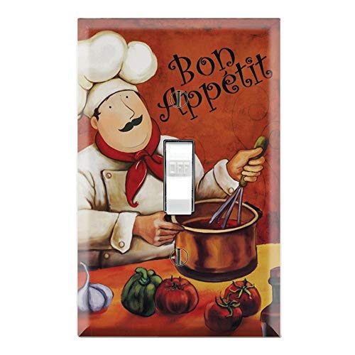 Graphics Wallplates - Bon Appetite Fat Chef Kitchen Guy- Single Toggle Wall Plate
