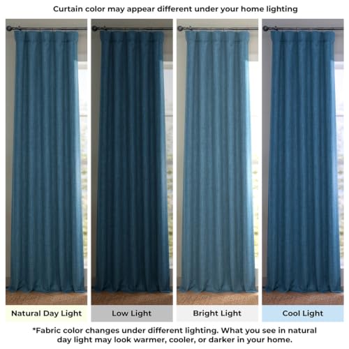 Image of HPD Half Price Drapes - Faux Linen Curtains for Living Room (1 Panel) - 50W X 84L - Textured Room Darkening Curtains for Bedroom 84 Inches Long - Drapes for Home Decor, Story Blue