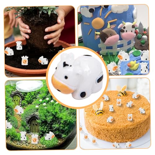 Mini estatuas de animales de vaca de resina para kit de micropaisaje exterior 5