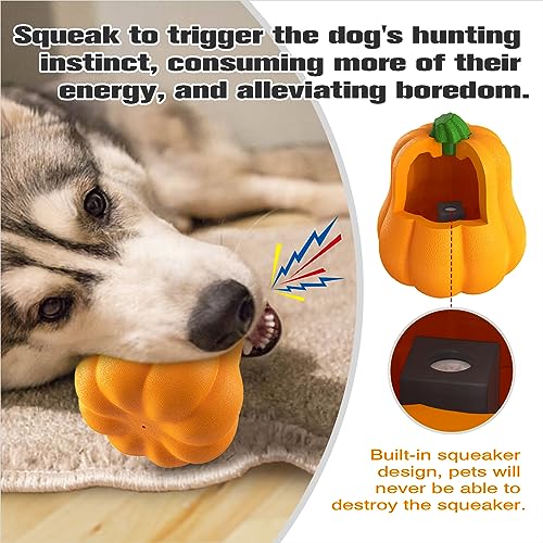 LiuMelinda Dog Chew Toys for Aggressive-Chewers - Indestructible Dog Toy for Aggressive Chewer,Tough Chew Toys for Dogs (Rubber Orange-Pumpkin)