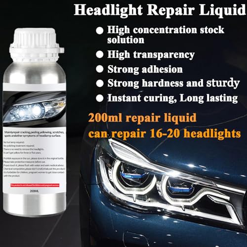 Headlight Restoration Kit, Car Headlight Polish Repair Renovation Kit with 200ML Repair Liquid for Repair Headlight Yellowing, Haze, Oxidation, Scrashes - Image 4