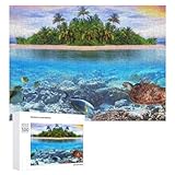 ジグソーパズル 海 風景 自然 魚柄 天空 スカイ パズル 500ピース 木製ジグソー マイクロピース パズルデコレーション おしゃれ 子供＆大人 初心者 知育玩具 親子ゲーム インテリア パズル装飾画 壁飾り 誕生日 プレゼント 38×52cm