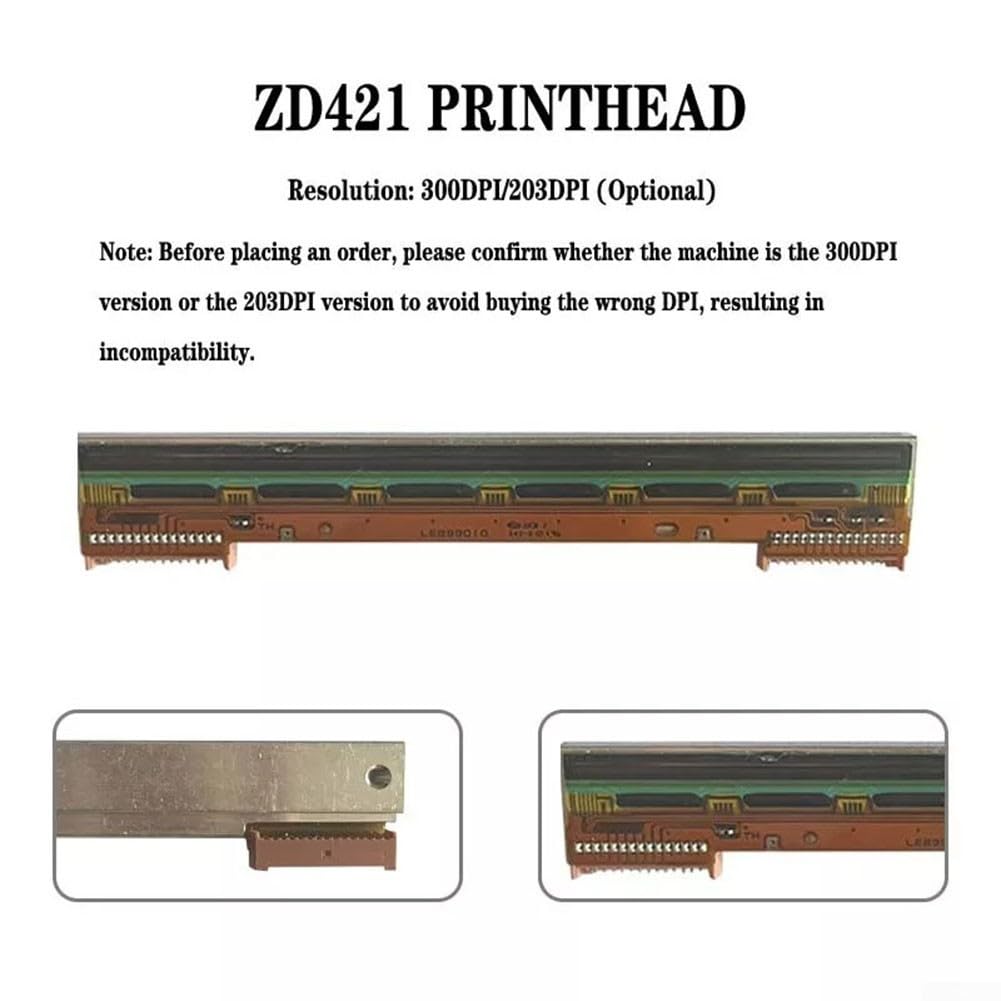 Eawfgtuw P1112640-218 Testina di stampa termica di ricambio per Zebra ZD421 ZD421D 300/203 DPI Stampa ad alta velocità a bassa temperatura Design in metallo durevole Stampa di etichette con codici a
